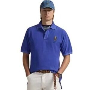 Polo Ralph Lauren Mens XLT Blue Irish Mesh Short Sleeve Bear Polo Shirt NWT